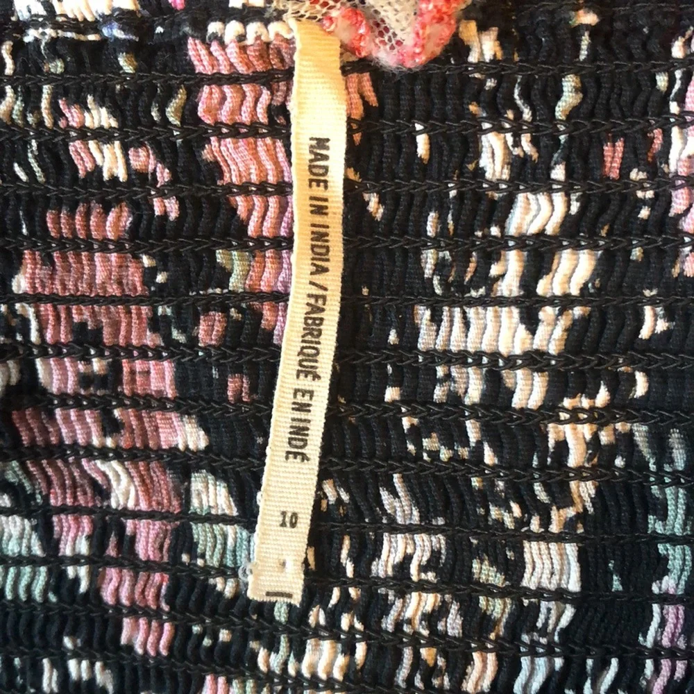 Free People dress, multi color floral print on black background, size 10 - Picture 13 of 15